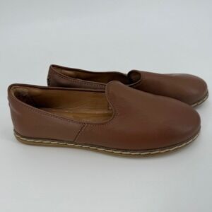 Charix Camel Brown Leather Slip On Flats Loafers Unisex EU 37 Handmade